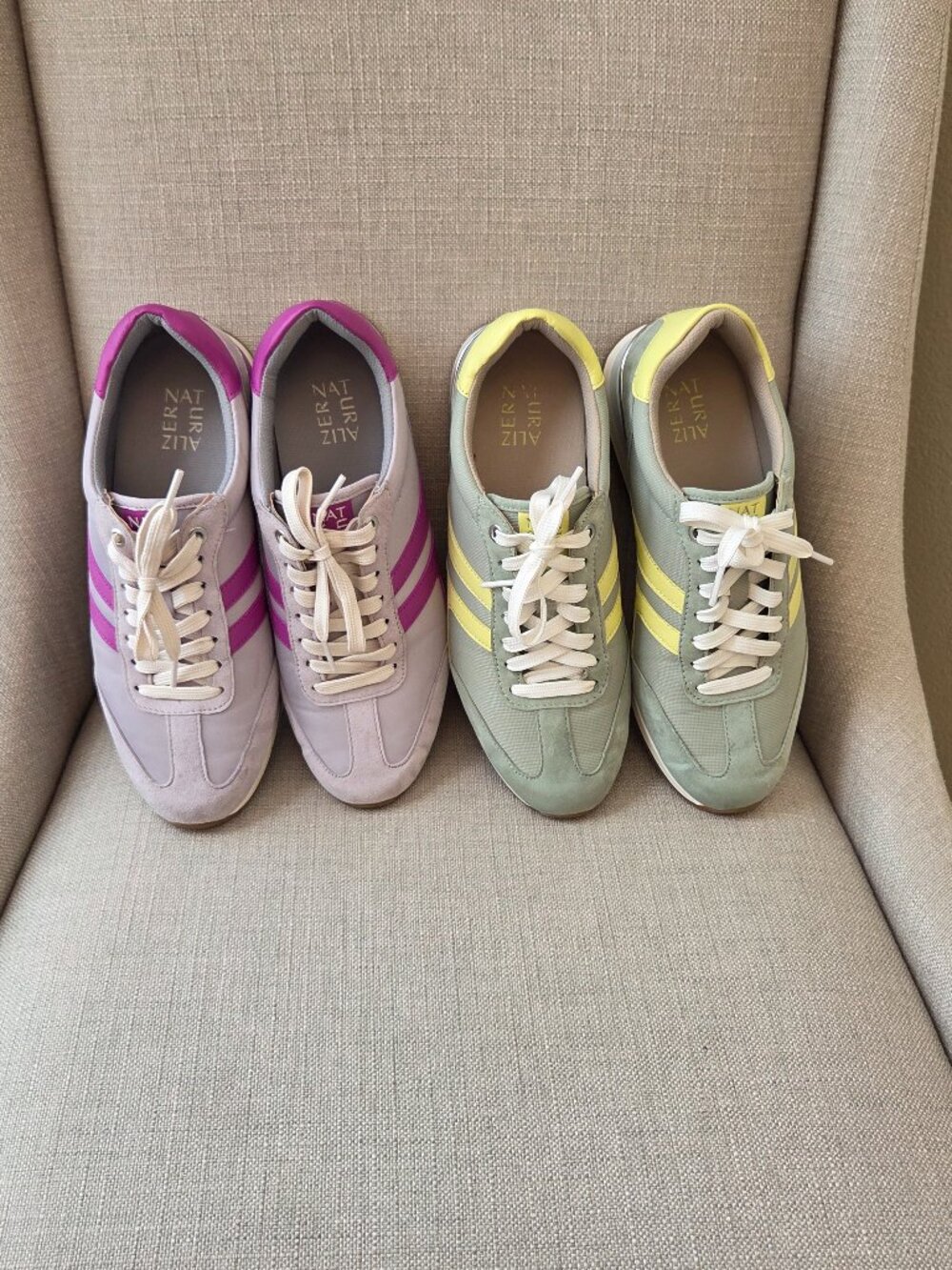 Naturalizer Lorena Lace Up Sneakers Lot Bundle 2 Pairs Size 9 Green Purple Retro